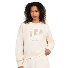 Cincinnati Bengals Starter Women's Travel Pastels Boxy Fleece Sweatshirt - Cream Sweatshirts