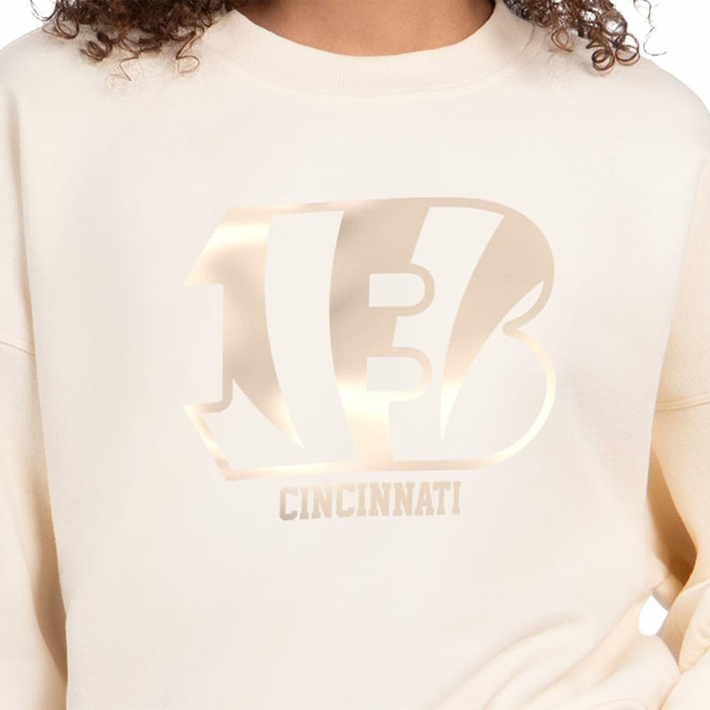 Cincinnati Bengals Starter Women's Travel Pastels Boxy Fleece Sweatshirt - Cream Sweatshirts