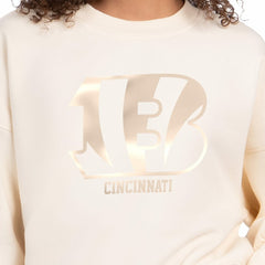 Cincinnati Bengals Starter Women's Travel Pastels Boxy Fleece Sweatshirt - Cream Sweatshirts