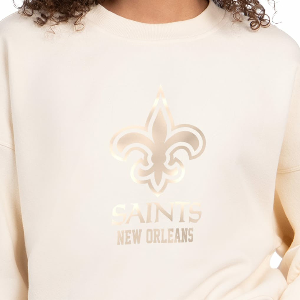 New Orleans Saints Starter Women's Travel Pastels Boxy Fleece Sweatshirt - Cream Sweatshirts