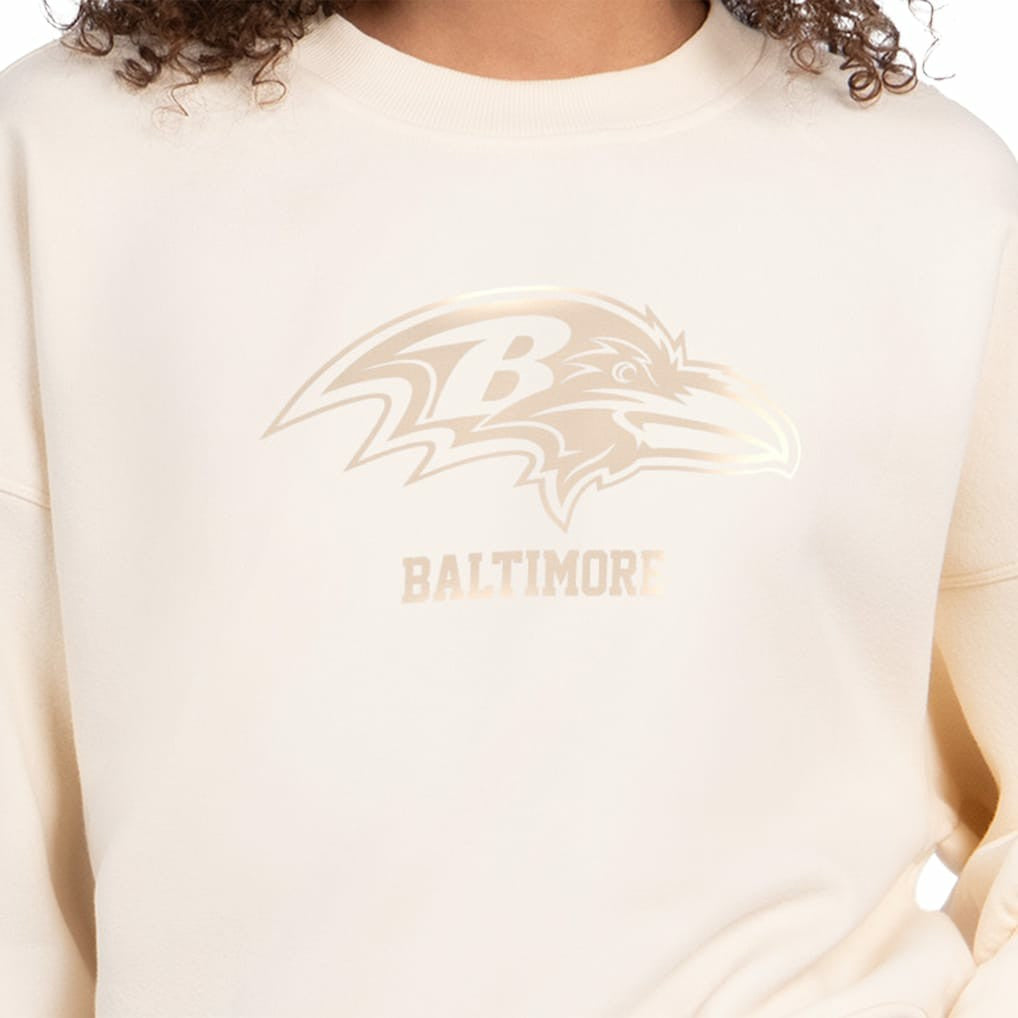 Baltimore Ravens Starter Women's Travel Pastels Boxy Fleece Sweatshirt - Cream Sweatshirts