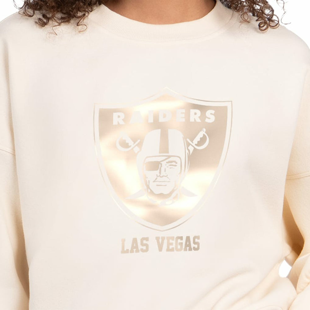 Las Vegas Raiders Starter Women's Travel Pastels Boxy Fleece Sweatshirt - Cream Sweatshirts