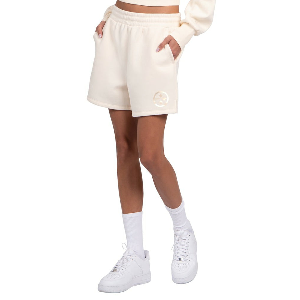 Pittsburgh Steelers Starter Women's Travel Pastels Fleece Short - Cream Shorts