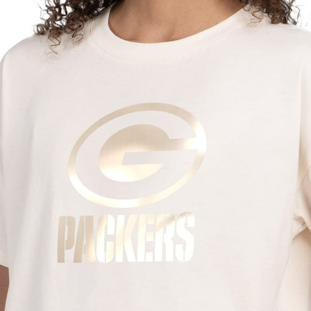 Green Bay Packers Starter Women's Pastel Travel Boxy Cropped T-Shirt - Cream T-shirts