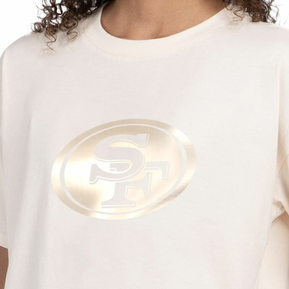 San Francisco 49ers Starter Women's Pastel Travel Boxy Cropped T-Shirt - Cream T-shirts