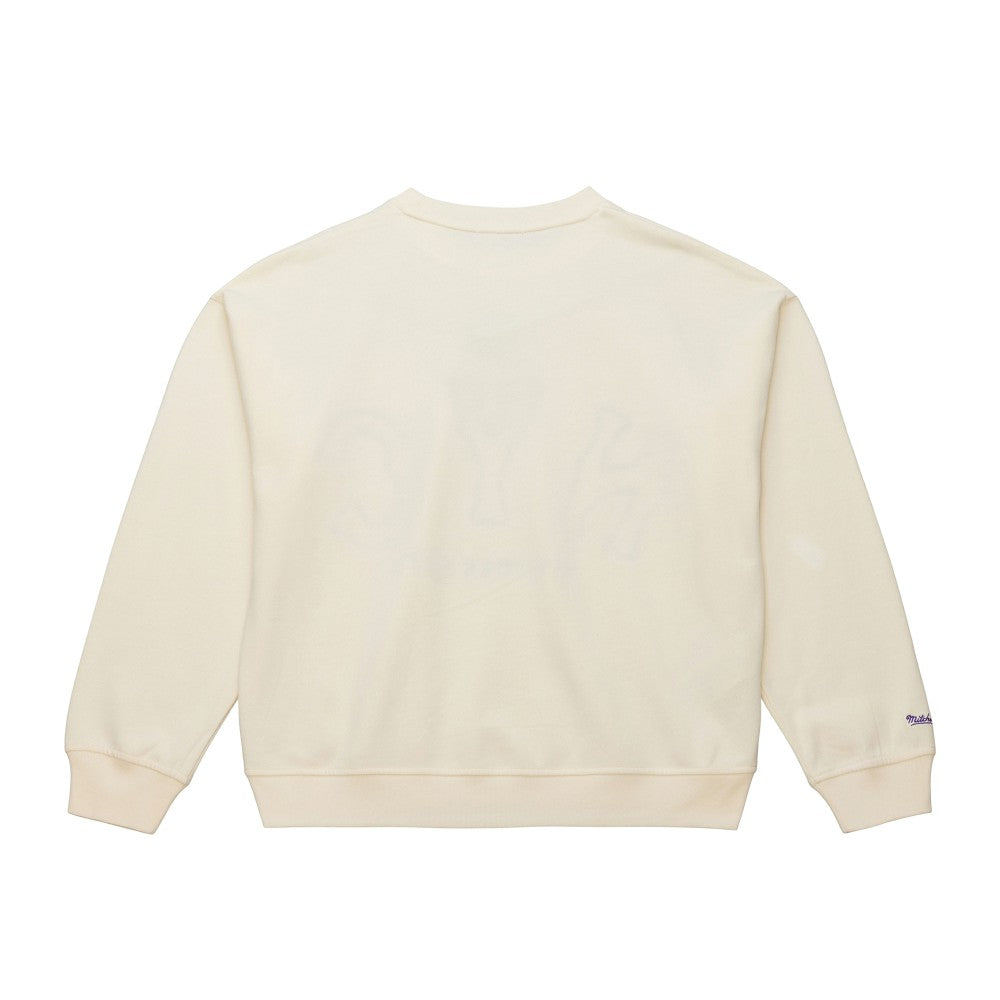 New York Mets Mitchell & Ness Women's Premium Oversized Crewneck Sweatshirt - Cream Sweatshirts