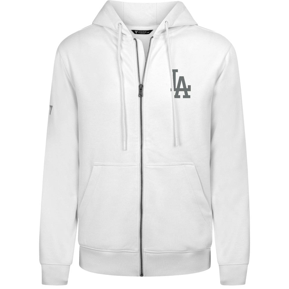 Los Angeles Dodgers Levelwear Podium Chenille Logo Full-Zip Hoodie - White Hoodies