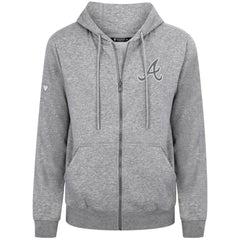 Atlanta Braves Levelwear Podium Chenille Logo Full-Zip Hoodie - Heather Gray Hoodies