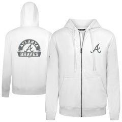 Atlanta Braves Levelwear Podium Chenille Logo Full-Zip Hoodie - White Hoodies