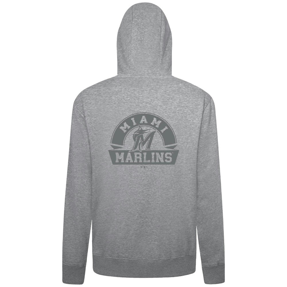 Miami Marlins Levelwear Podium Chenille Logo Full-Zip Hoodie - Heather Gray Hoodies