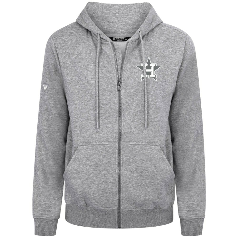 Houston Astros Levelwear Podium Chenille Logo Full-Zip Hoodie - Heather Gray Hoodies