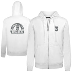 Kansas City Royals Levelwear Podium Chenille Logo Full-Zip Hoodie - White Hoodies