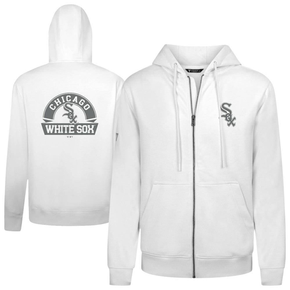 Chicago White Sox Levelwear Podium Chenille Logo Full-Zip Hoodie - White Hoodies