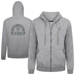 New York Mets Levelwear Podium Banner Arch Full-Zip Hoodie - Heather Gray Hoodies