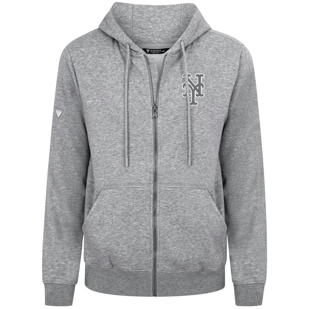 New York Mets Levelwear Podium Banner Arch Full-Zip Hoodie - Heather Gray Hoodies