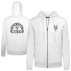 New York Mets Levelwear Podium Banner Arch Full-Zip Hoodie - White Hoodies