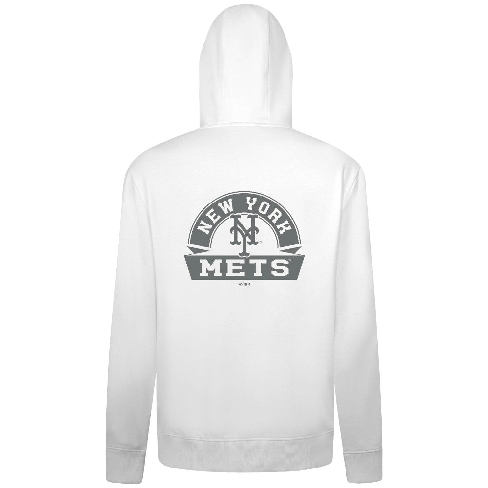 New York Mets Levelwear Podium Banner Arch Full-Zip Hoodie - White Hoodies