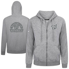 Washington Nationals Levelwear Podium Banner Arch Full-Zip Hoodie - Heather Gray Hoodies