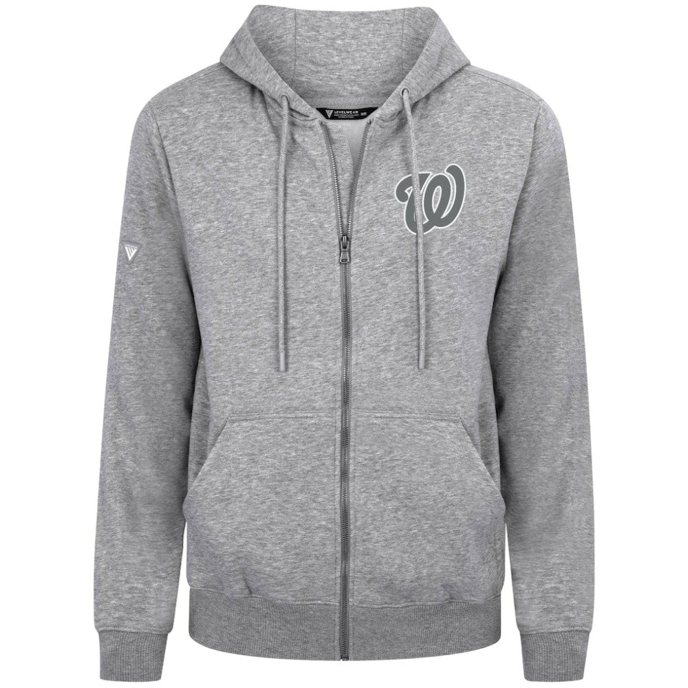 Washington Nationals Levelwear Podium Banner Arch Full-Zip Hoodie - Heather Gray Hoodies