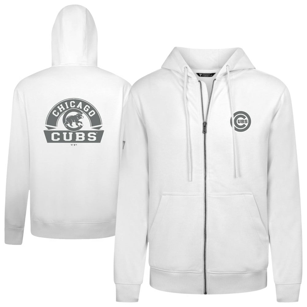Chicago Cubs Levelwear Podium Banner Arch Full-Zip Hoodie - White Hoodies