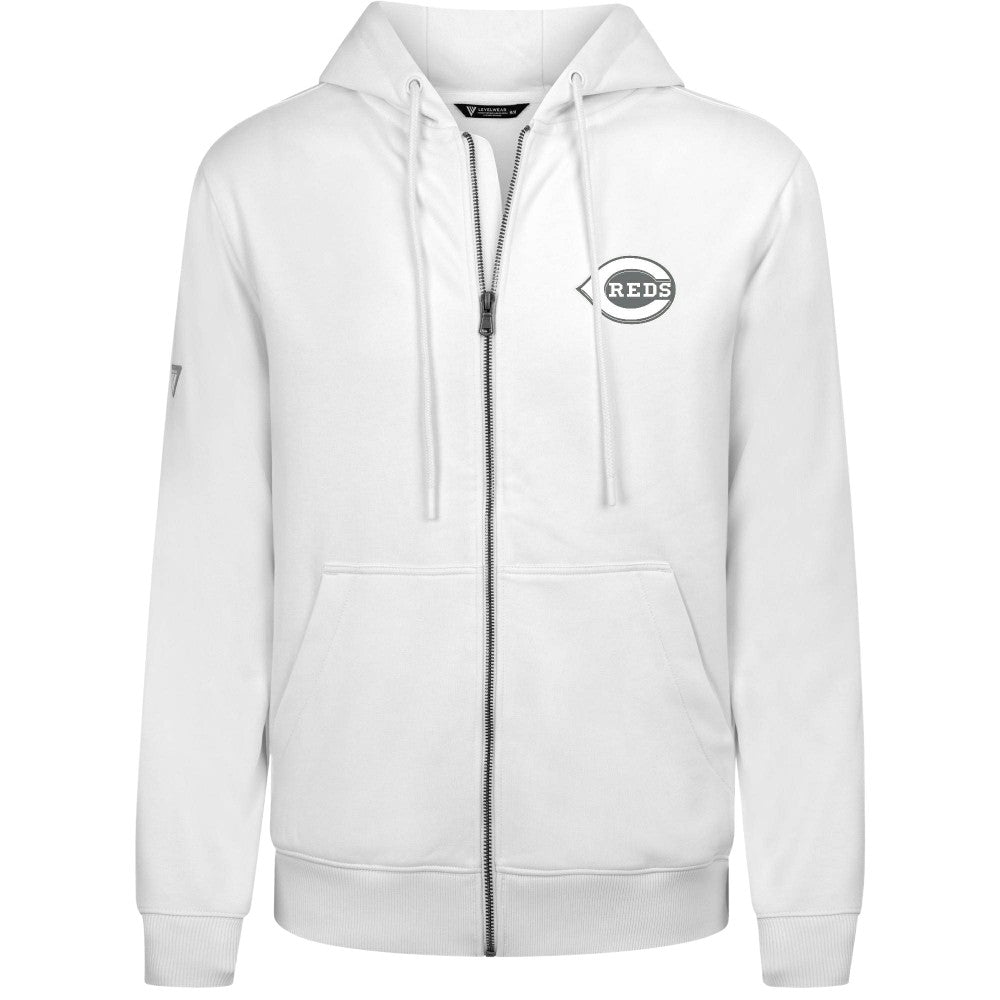 Cincinnati Reds Levelwear Podium Banner Arch Full-Zip Hoodie - White Hoodies