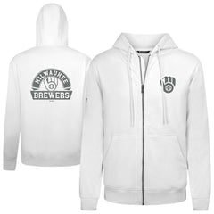 Milwaukee Brewers Levelwear Podium Banner Arch Full-Zip Hoodie - White Hoodies