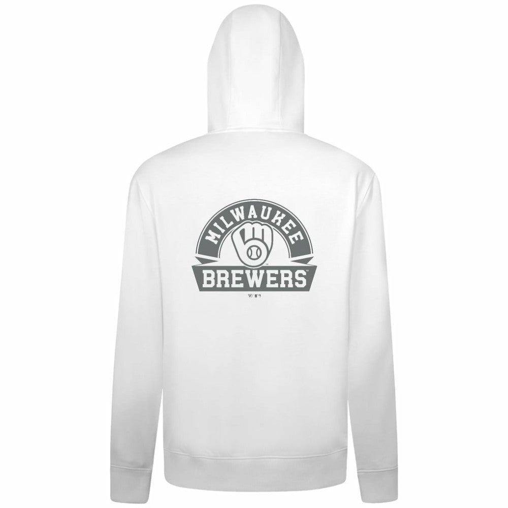 Milwaukee Brewers Levelwear Podium Banner Arch Full-Zip Hoodie - White Hoodies