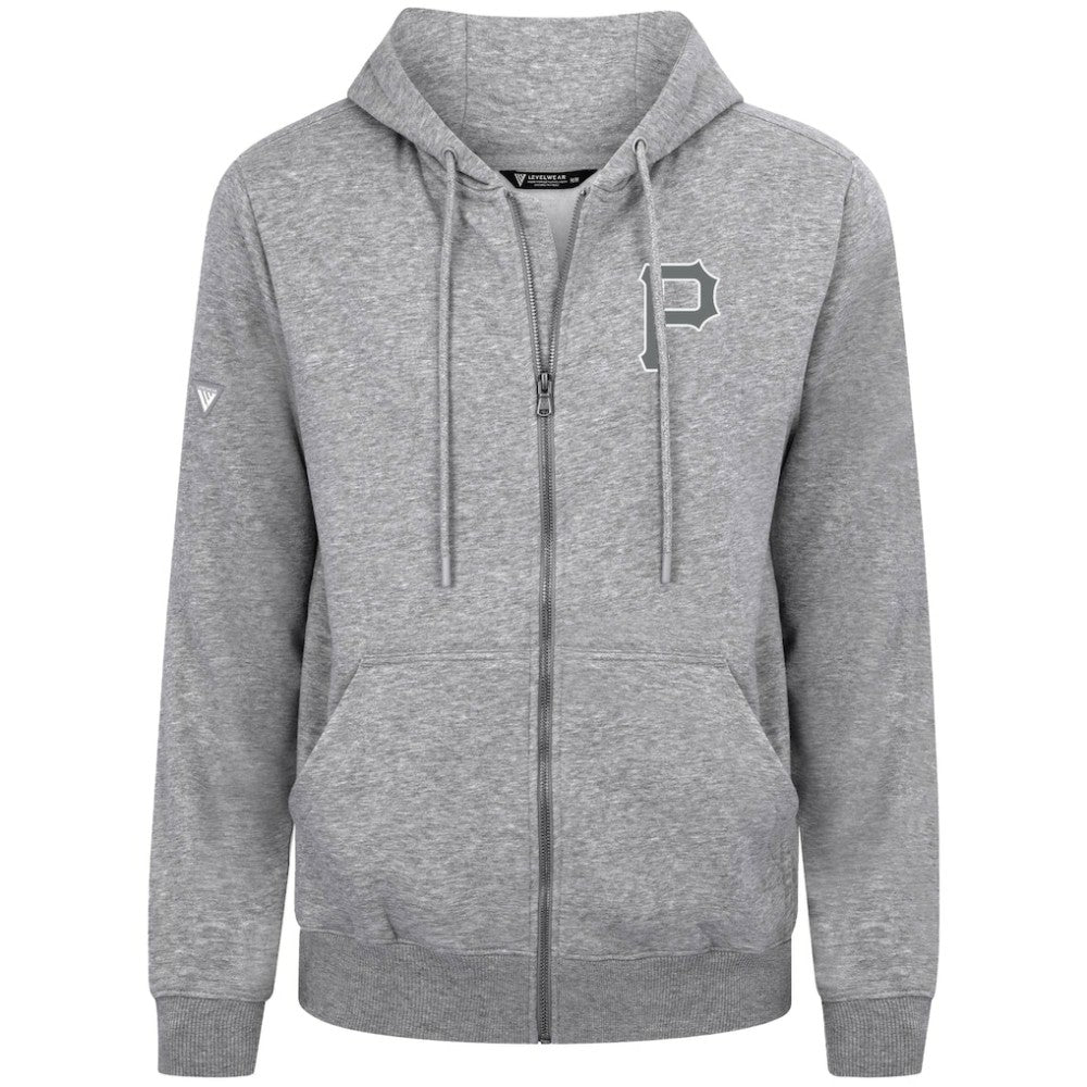 Pittsburgh Pirates Levelwear Podium Banner Arch Full-Zip Hoodie - Heather Gray Hoodies