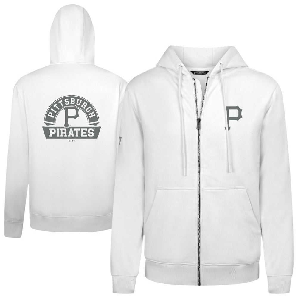Pittsburgh Pirates Levelwear Podium Banner Arch Full-Zip Hoodie - White Hoodies