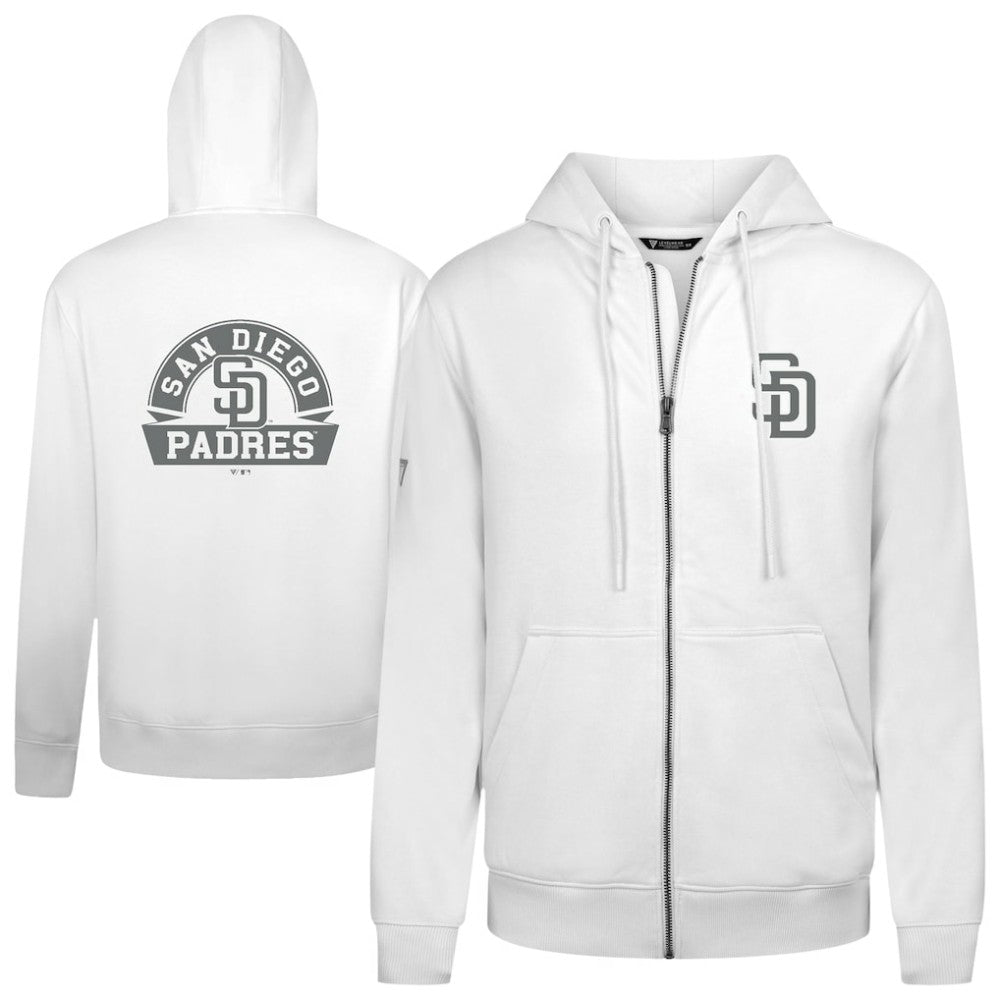 San Diego Padres Levelwear Podium Banner Arch Full-Zip Hoodie - White Hoodies