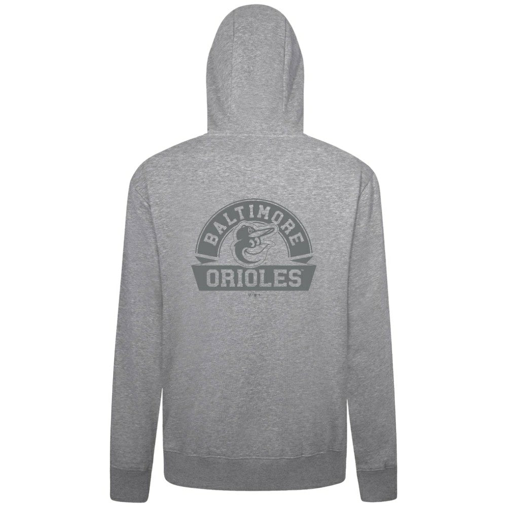 Baltimore Orioles Levelwear Podium Banner Arch Full-Zip Hoodie - Heather Gray Hoodies