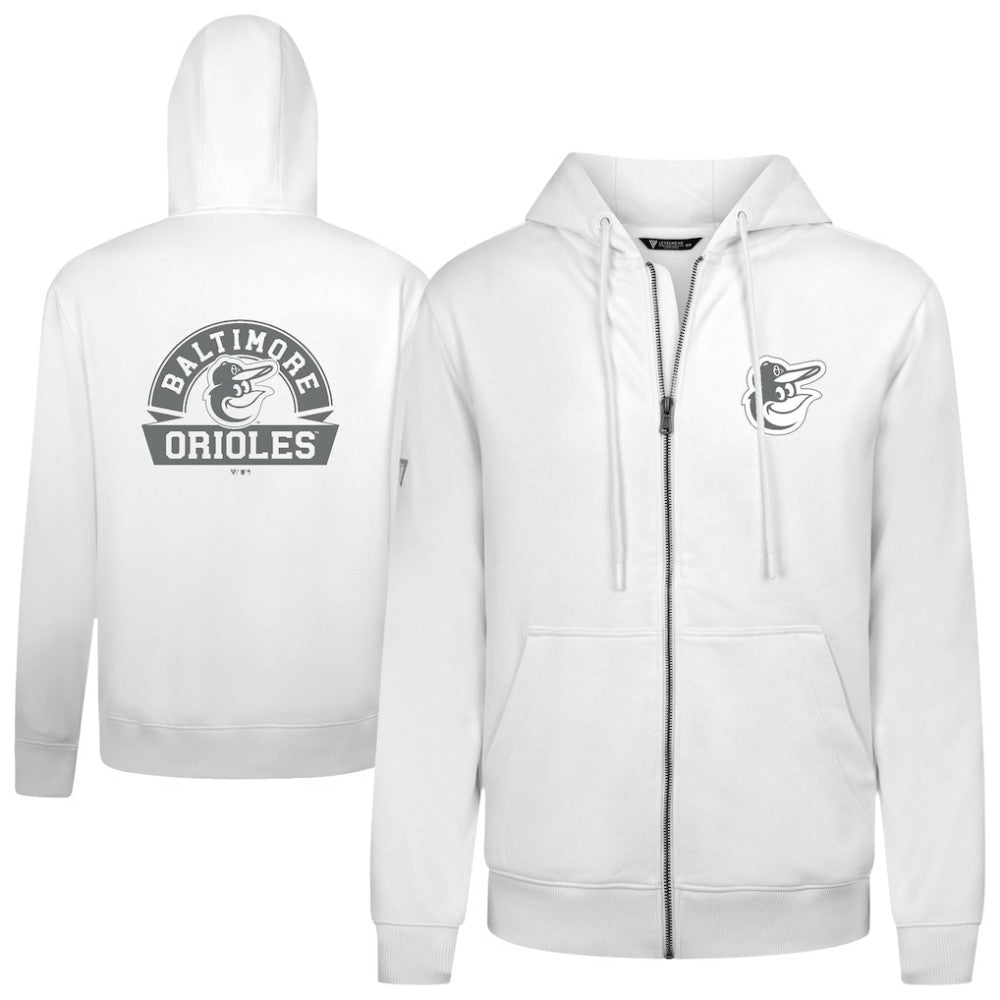 Baltimore Orioles Levelwear Podium Banner Arch Full-Zip Hoodie - White Hoodies