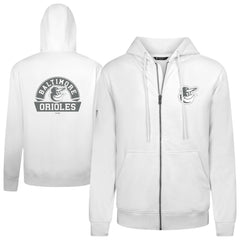 Baltimore Orioles Levelwear Podium Banner Arch Full-Zip Hoodie - White Hoodies