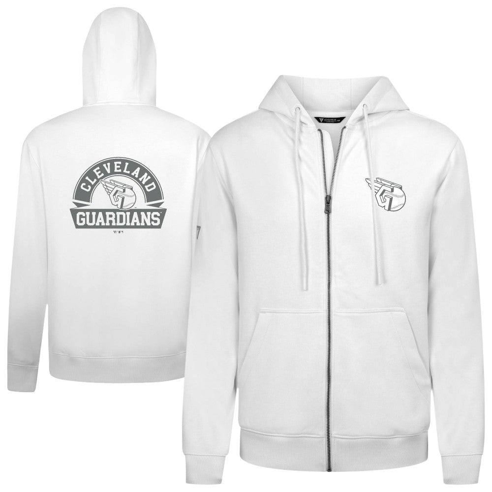 Cleveland Guardians Levelwear Podium Banner Arch Full-Zip Hoodie - White Hoodies