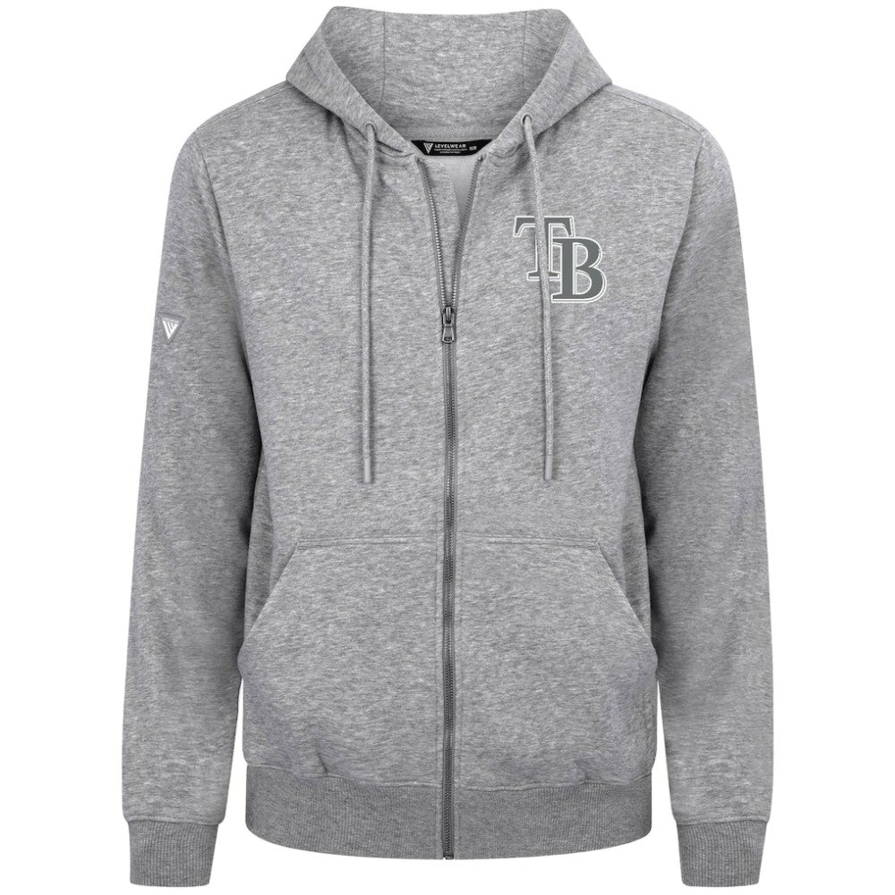 Tampa Bay Rays Levelwear Podium Banner Arch Full-Zip Hoodie - Heather Gray Hoodies