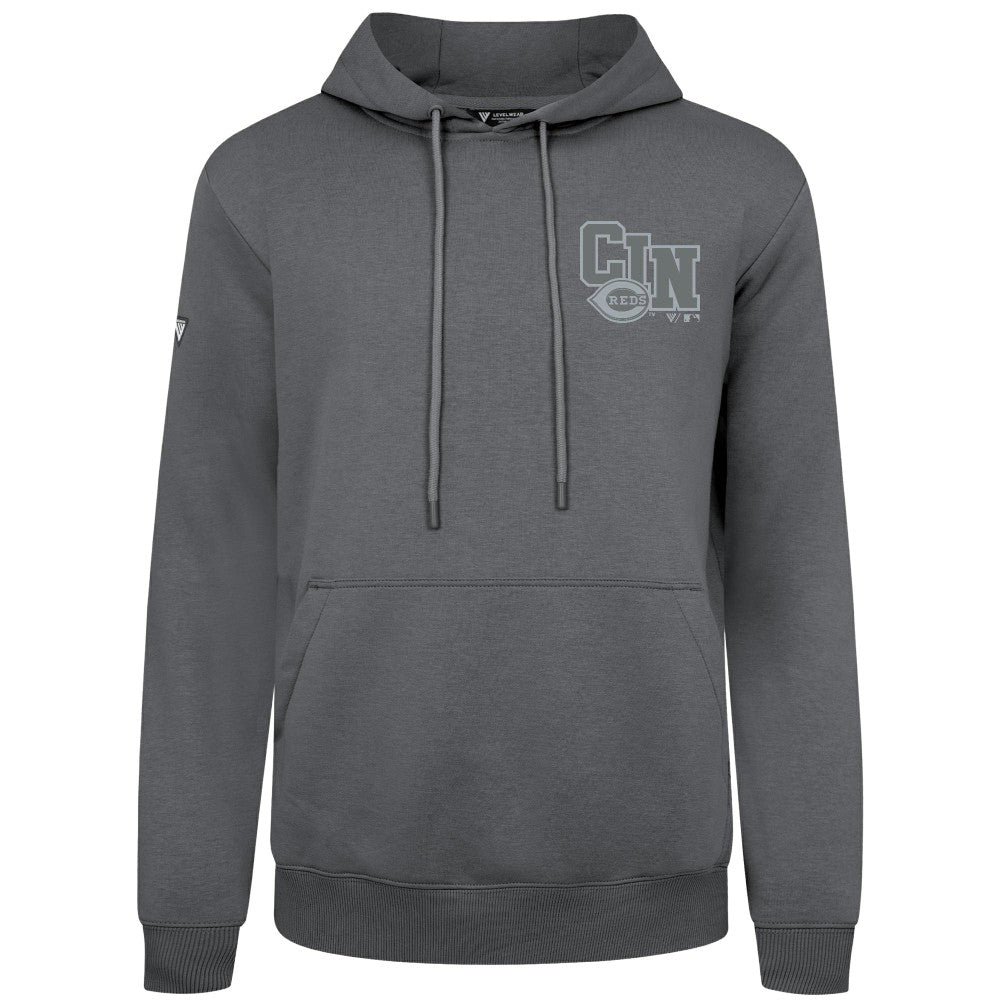Cincinnati Reds Levelwear Podium Grain Hoodie - Gray Hoodies