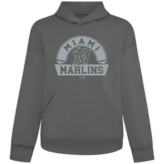 Miami Marlins Levelwear Luxe Signature Banner Arch Tri-Blend Hoodie - Gray Hoodies