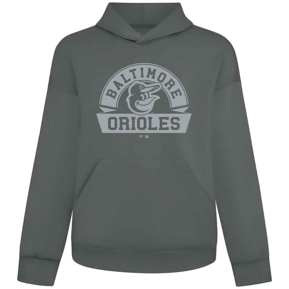 Baltimore Orioles Levelwear Luxe Signature Banner Arch Tri-Blend Hoodie - Gray Hoodies