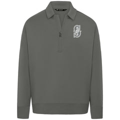 Seattle Mariners Levelwear Luxe Signature Quarter-Zip Chenille Logo Tri-Blend Sweatshirt - Gray Sweatshirts