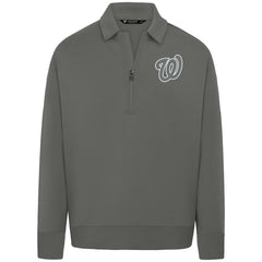 Washington Nationals Levelwear Luxe Signature Quarter-Zip Chenille Logo Tri-Blend Sweatshirt - Gray Sweatshirts