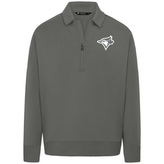 Toronto Blue Jays Levelwear Luxe Signature Quarter-Zip Chenille Logo Tri-Blend Sweatshirt - Gray Sweatshirts