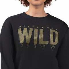 Minnesota Wild G-III 4Her by Carl Banks Women's Metallic Drop Printed Fleece Sweatshirt - Black | US 203500653