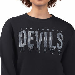 New Jersey Devils G-III 4Her by Carl Banks Women's Metallic Drop Printed Fleece Sweatshirt - Black | US 203500656