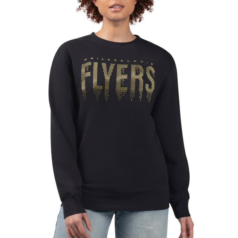 Philadelphia Flyers G-III 4Her by Carl Banks Women's Metallic Drop Printed Fleece Sweatshirt - Black | US 203500661