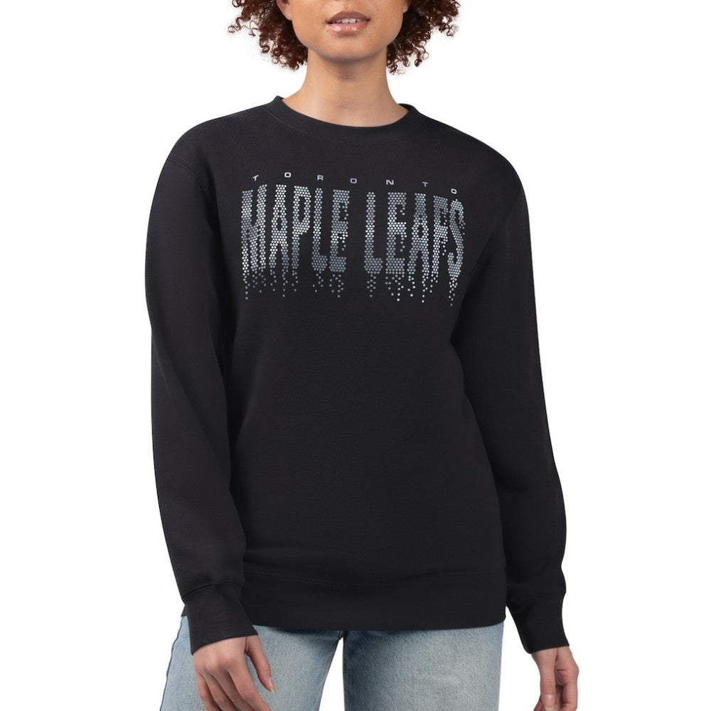 Toronto Maple Leafs G-III 4Her by Carl Banks Women's Metallic Drop Printed Fleece Sweatshirt - Black | US 203500668