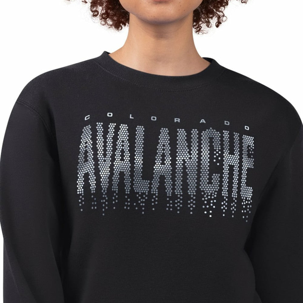 Colorado Avalanche G-III 4Her by Carl Banks Women's Metallic Drop Printed Fleece Sweatshirt - Black | US 203500675