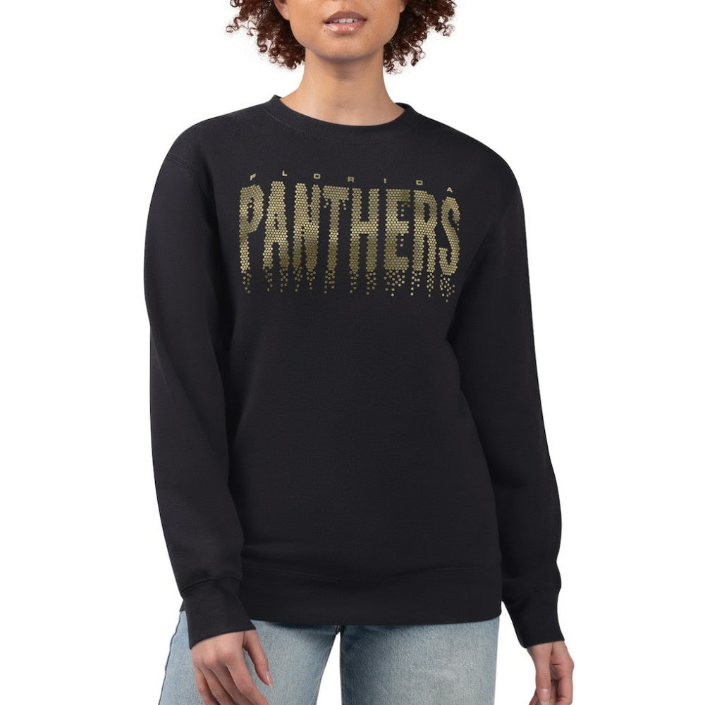 Florida Panthers G-III 4Her by Carl Banks Women's Metallic Drop Printed Fleece Sweatshirt - Black | US 203500682
