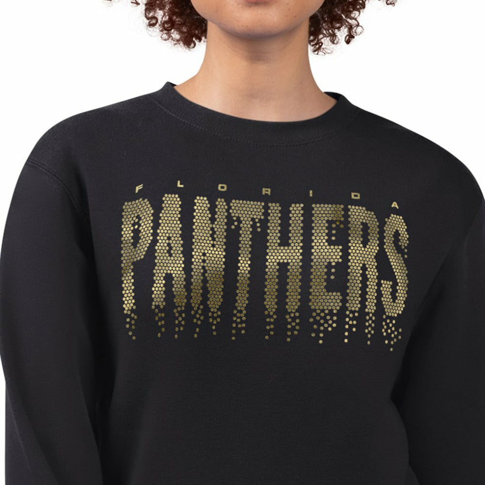 Florida Panthers G-III 4Her by Carl Banks Women's Metallic Drop Printed Fleece Sweatshirt - Black | US 203500682