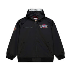 Cleveland Cavaliers Hardwood Classics Nights Walk the Tunnel Satin Bomber Full-Snap Hooded Jacket Black - Mitchell & Ness