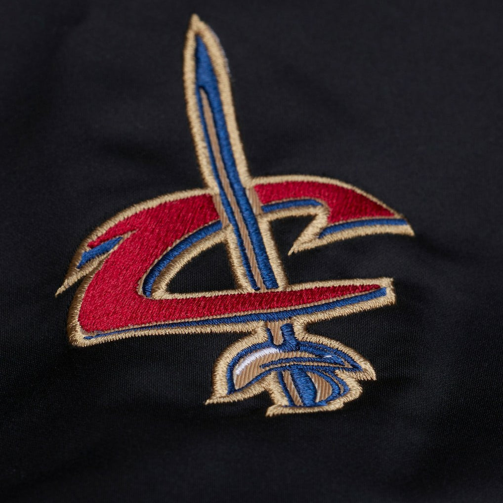 Cleveland Cavaliers Hardwood Classics Nights Walk the Tunnel Satin Bomber Full-Snap Hooded Jacket Black - Mitchell & Ness